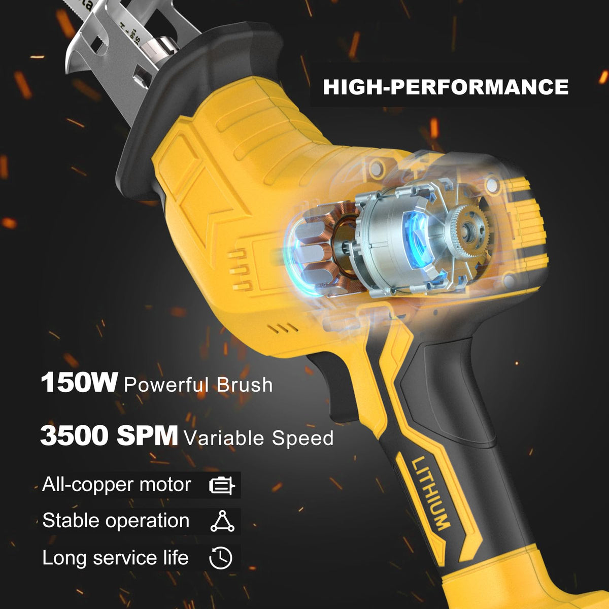 Cordless Reciprocating Saw 150W Variable Speed with 4 Saw Blades H51596