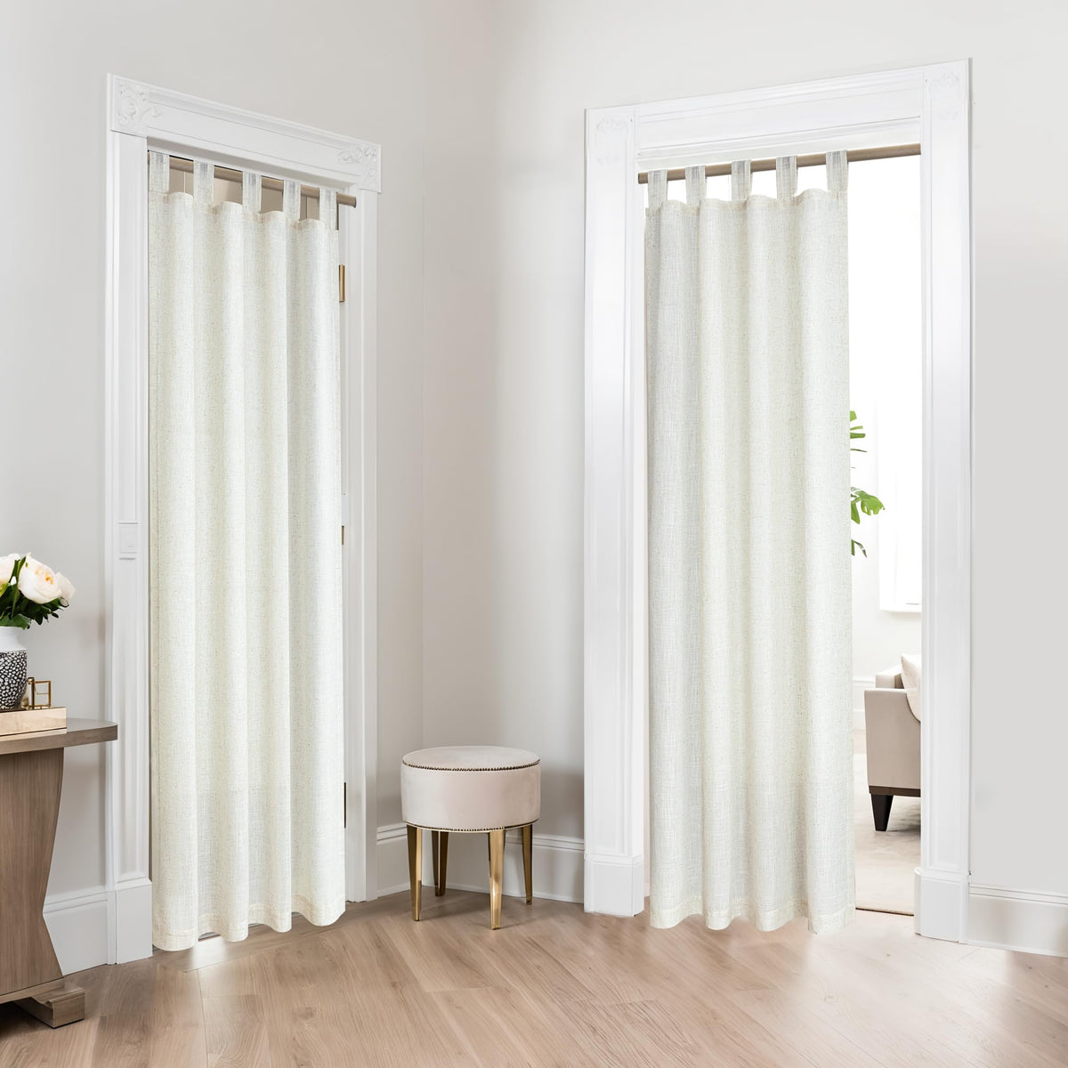 78 Inch Sheer Linen Curtains, 52" W x 78" L 2 Panels Set, Cream E75311