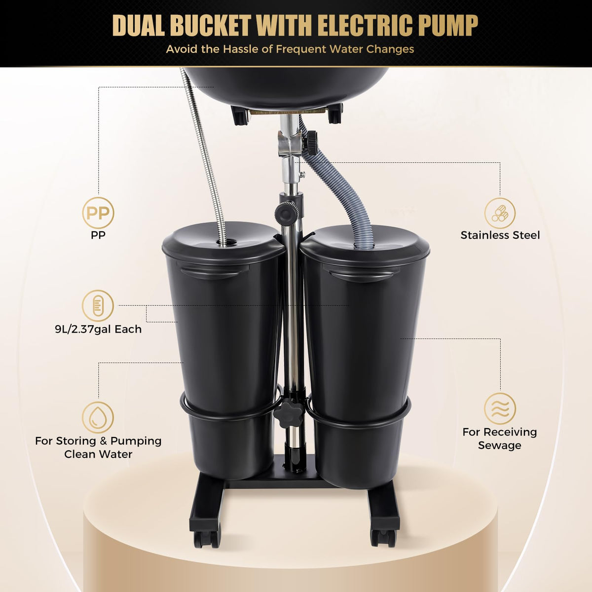 Portable Height Angle Adjustable Shampoo Bowl with Electric Pump L97171
