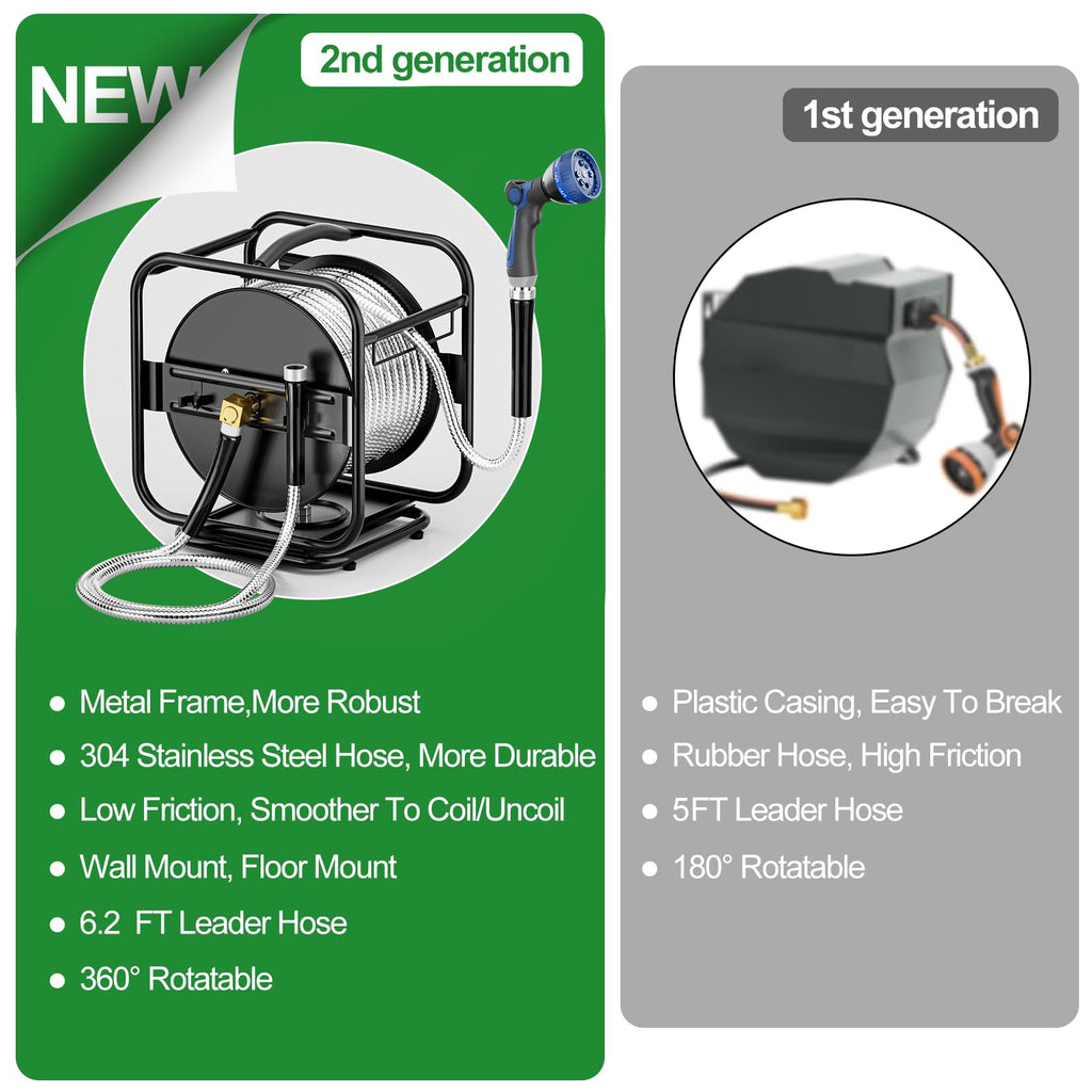 Garden Hose Reel With 100Ft Metal Water Pipe R188