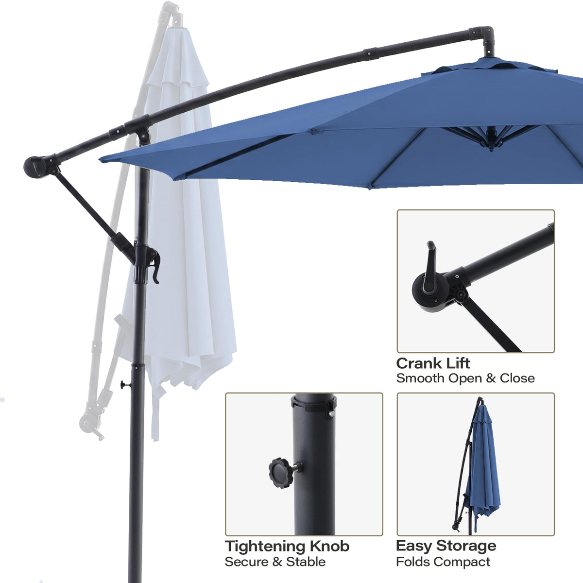10ft Navy Blue Offset Cantilever Patio Umbrella A202