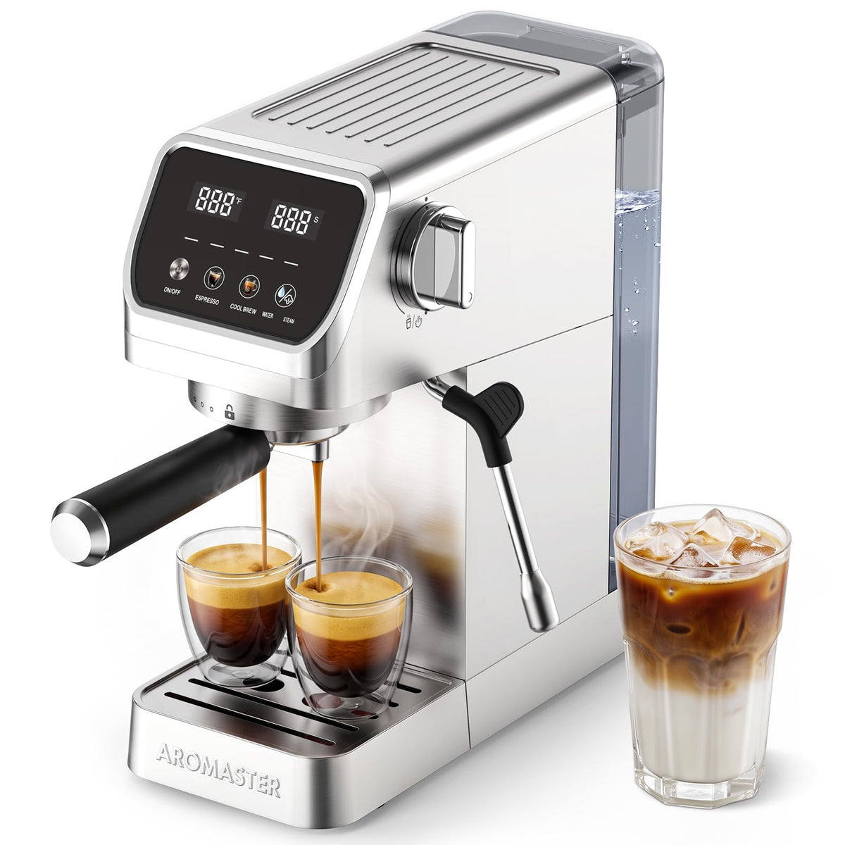1400W Stainless Steel Espresso Machine with Milk Frother H283