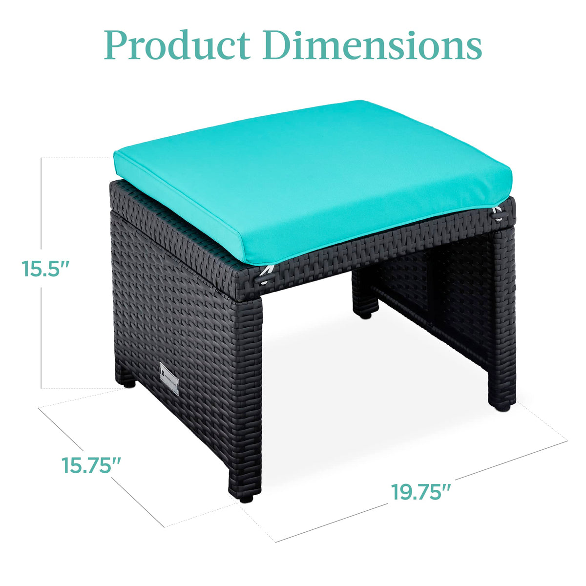 Set of 2 Wicker Ottomans with Removable Cushions W9388