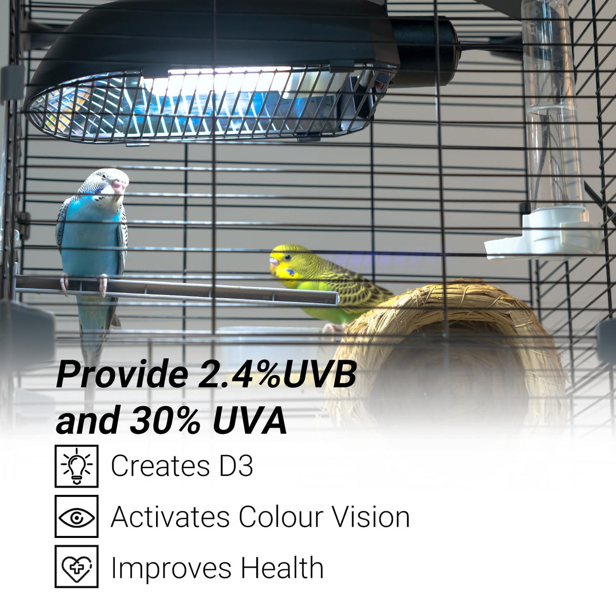 Bird Cage Light Fixture Combo Kit, 2.4% UVB UVA 20W Compact Fluorescent Bulb F8883