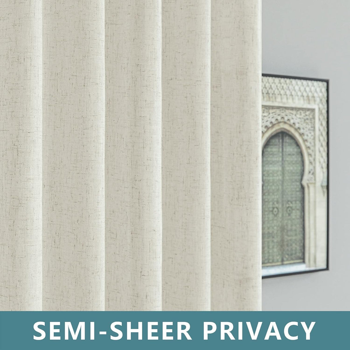 78 Inch Sheer Linen Curtains, 52" W x 78" L 2 Panels Set, Cream E75311