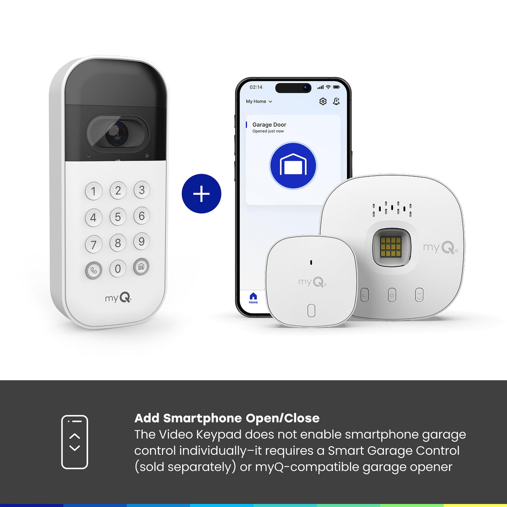 Smart Garage Door Video Keypad with Wide-Angle Camera, White E6859