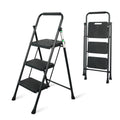 Portable Steel Folding Step Stool, 3-Step, Black Z6297
