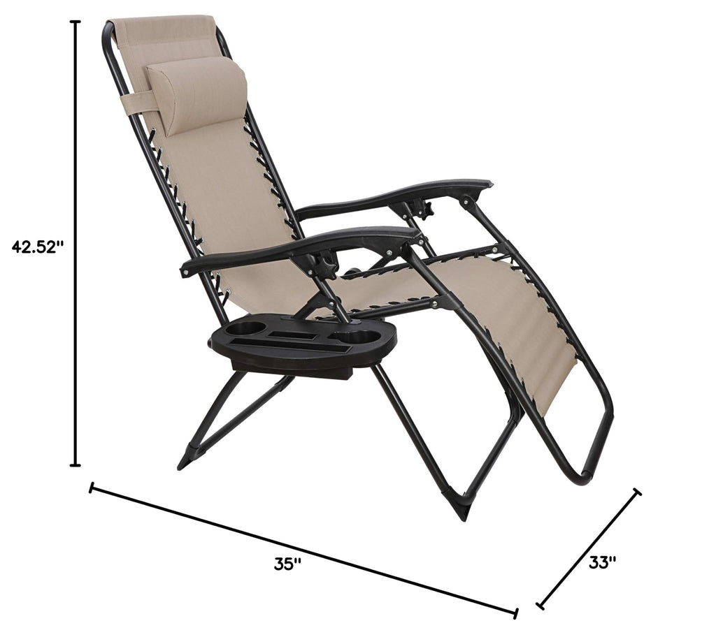 Zero Gravity Lounge Chairs Set of 2 Adjustable Folding Recliners with Cup Holders K927158