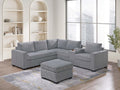 Light Gray 4pc Corduroy Sectional Sofa Set with Ottoman E71771