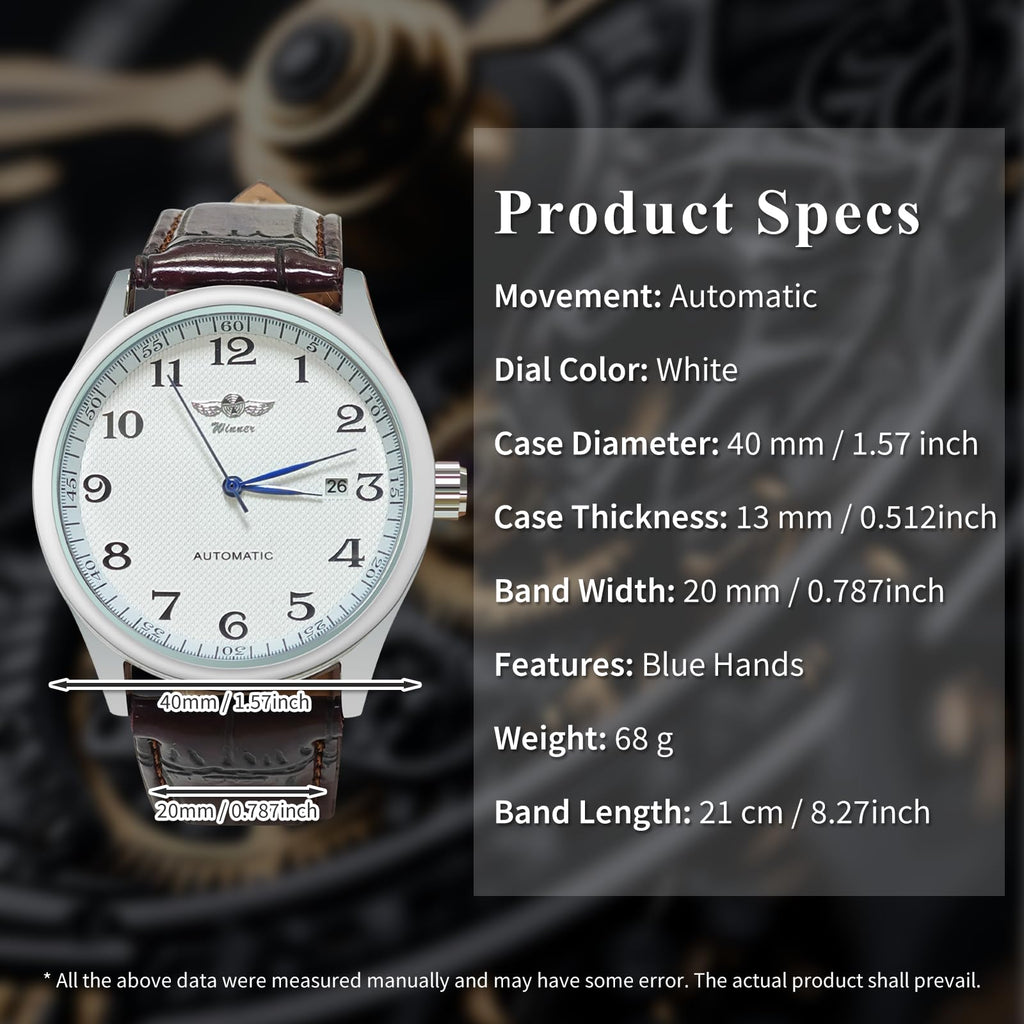 Mechanical Watch Automatic Self-Winding White Dial Blue Hands V40902