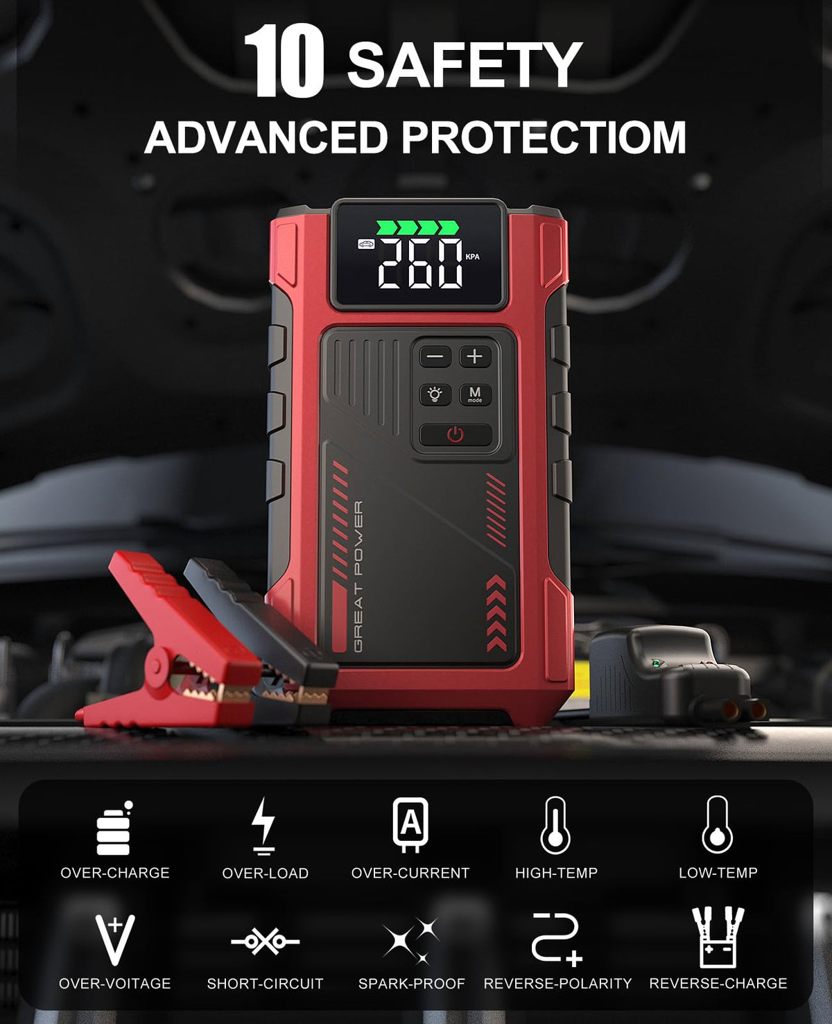 4500A Car Jump Starter with Air Compressor and 150PSI Tire Inflator C6159