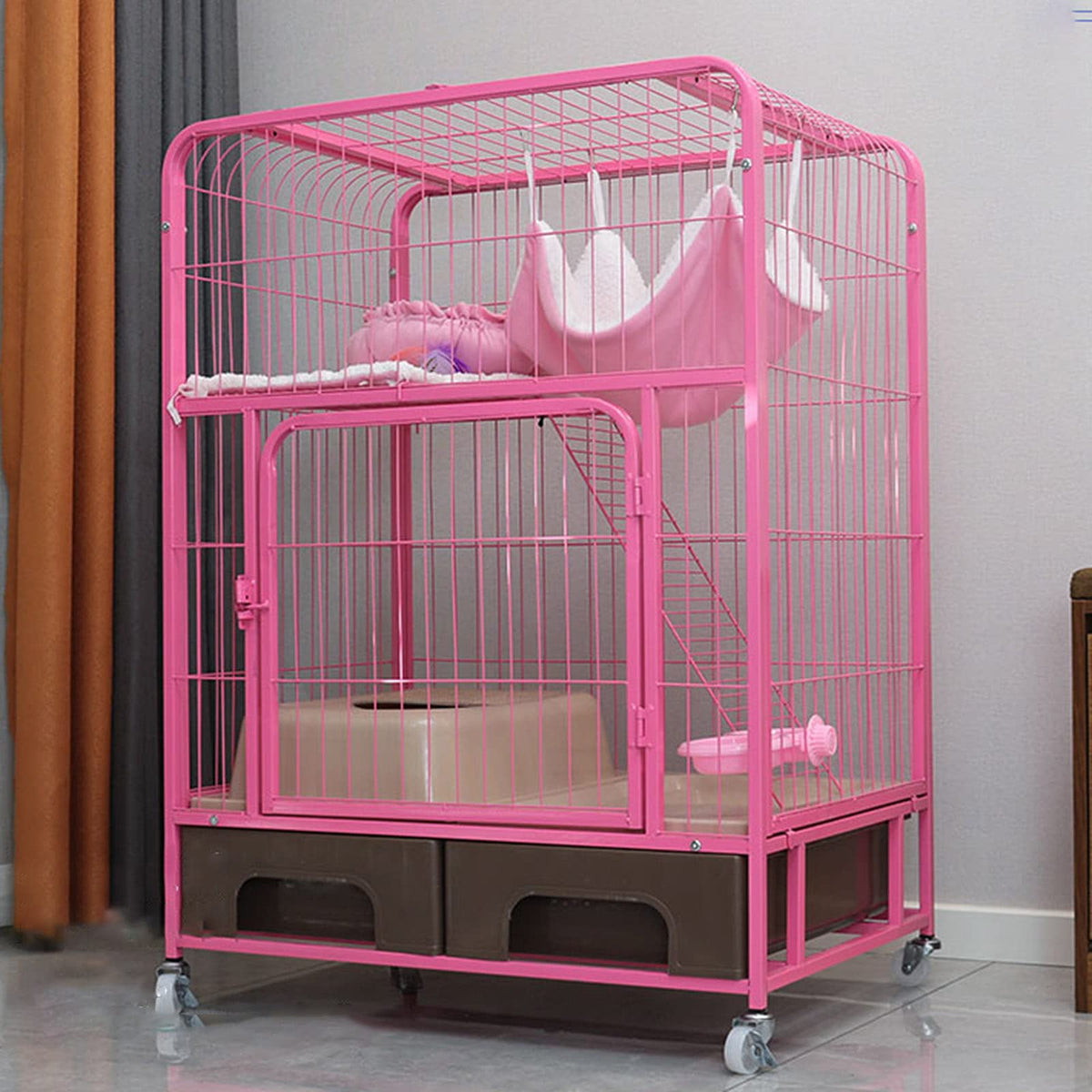 Heavy Duty Metal Cat Cage Dog Crate with Four Wheels W7562