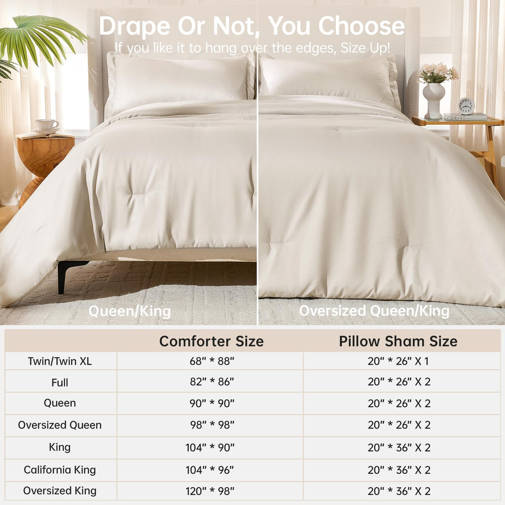 Beige King Size 3 Piece Comforter Set N28740
