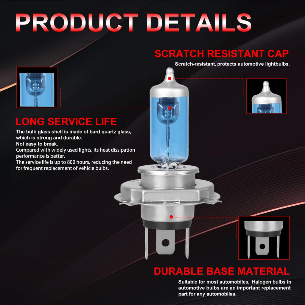 Halogen Headlight Bulb 4200k High Low Beam 2 PCS Z2660