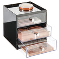 Makeup Organizer Storage Cube with 3 Drawers Black/Clear C81924