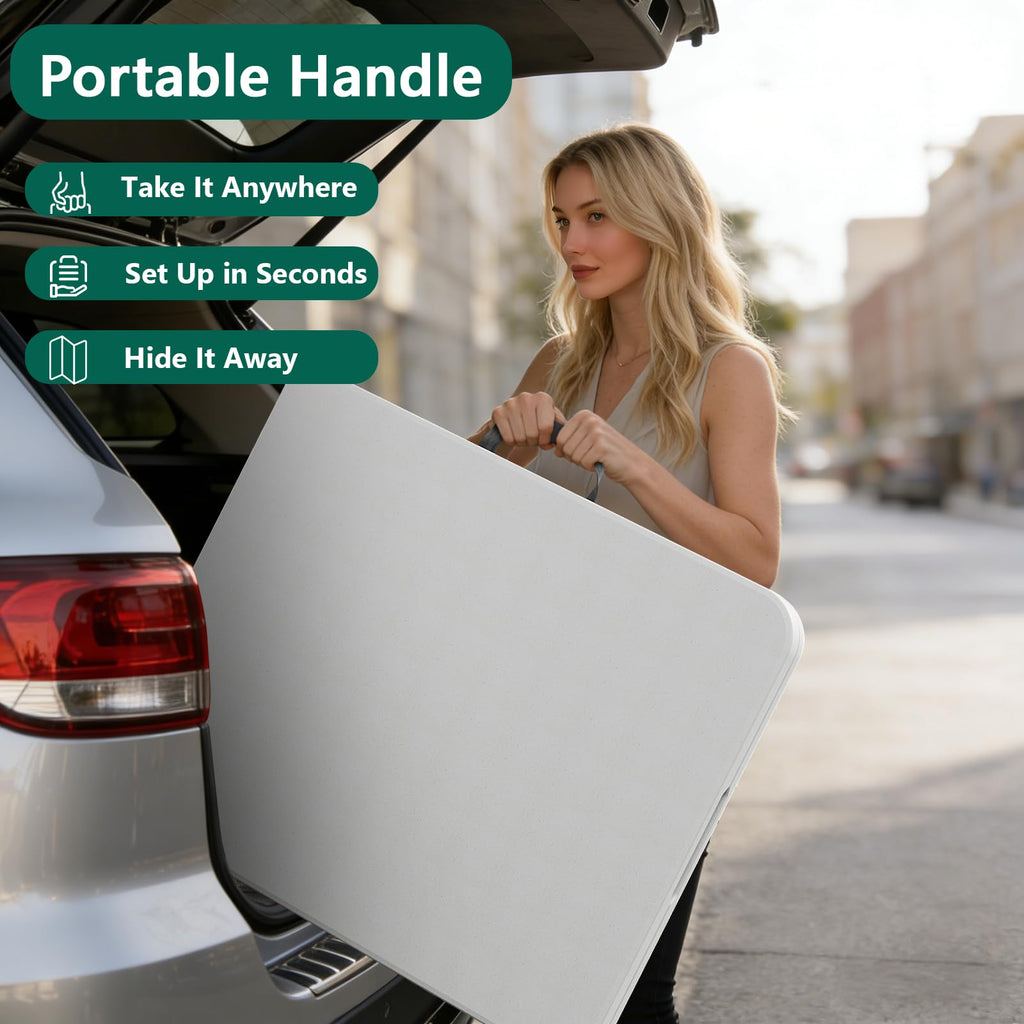 6FT Heavy Duty Plastic Folding Table with Steel Legs White J221139