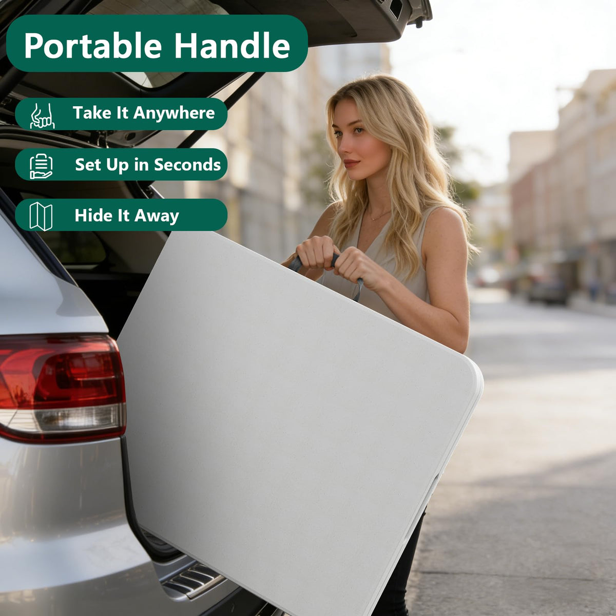 6FT Heavy Duty Plastic Folding Table with Steel Legs White J221139