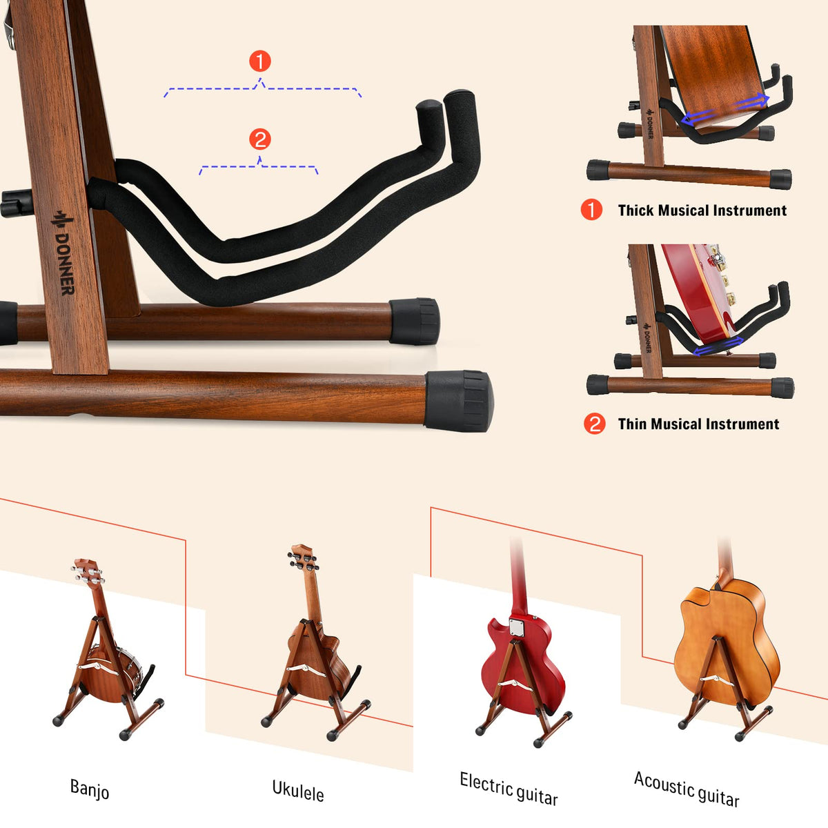 Wooden A Frame Folding Guitar Stand O160
