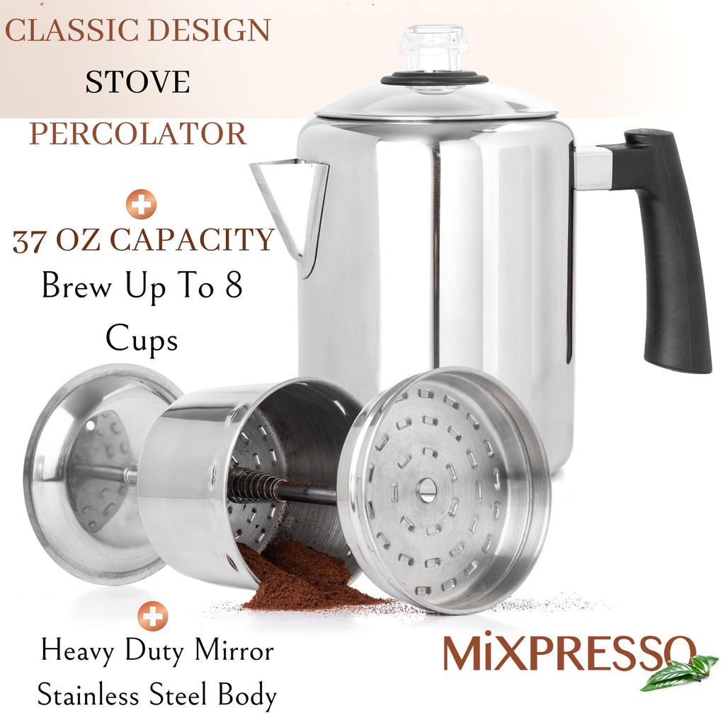 5-8 Cup Stainless Steel Stovetop Coffee Percolator Z56303