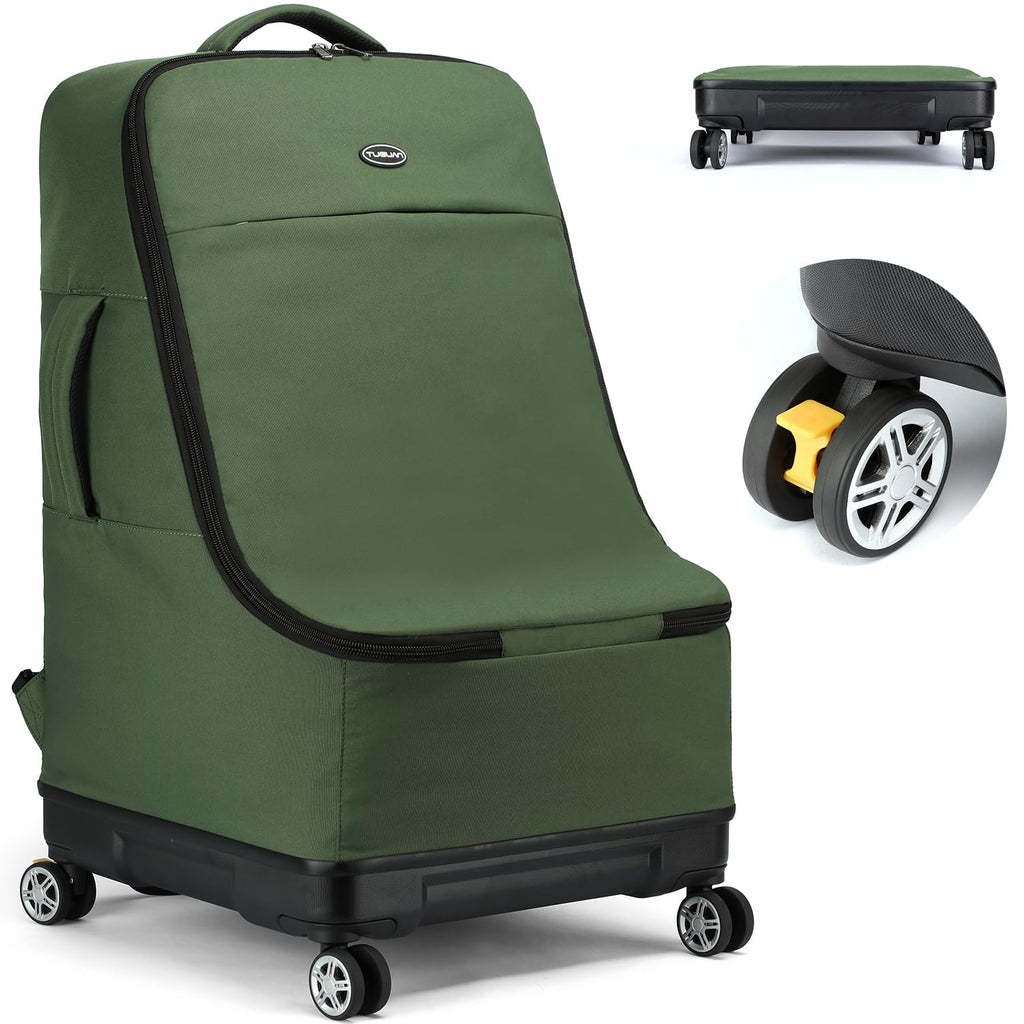 Green Car Seat Travel Bag with Spinner Wheels V99001