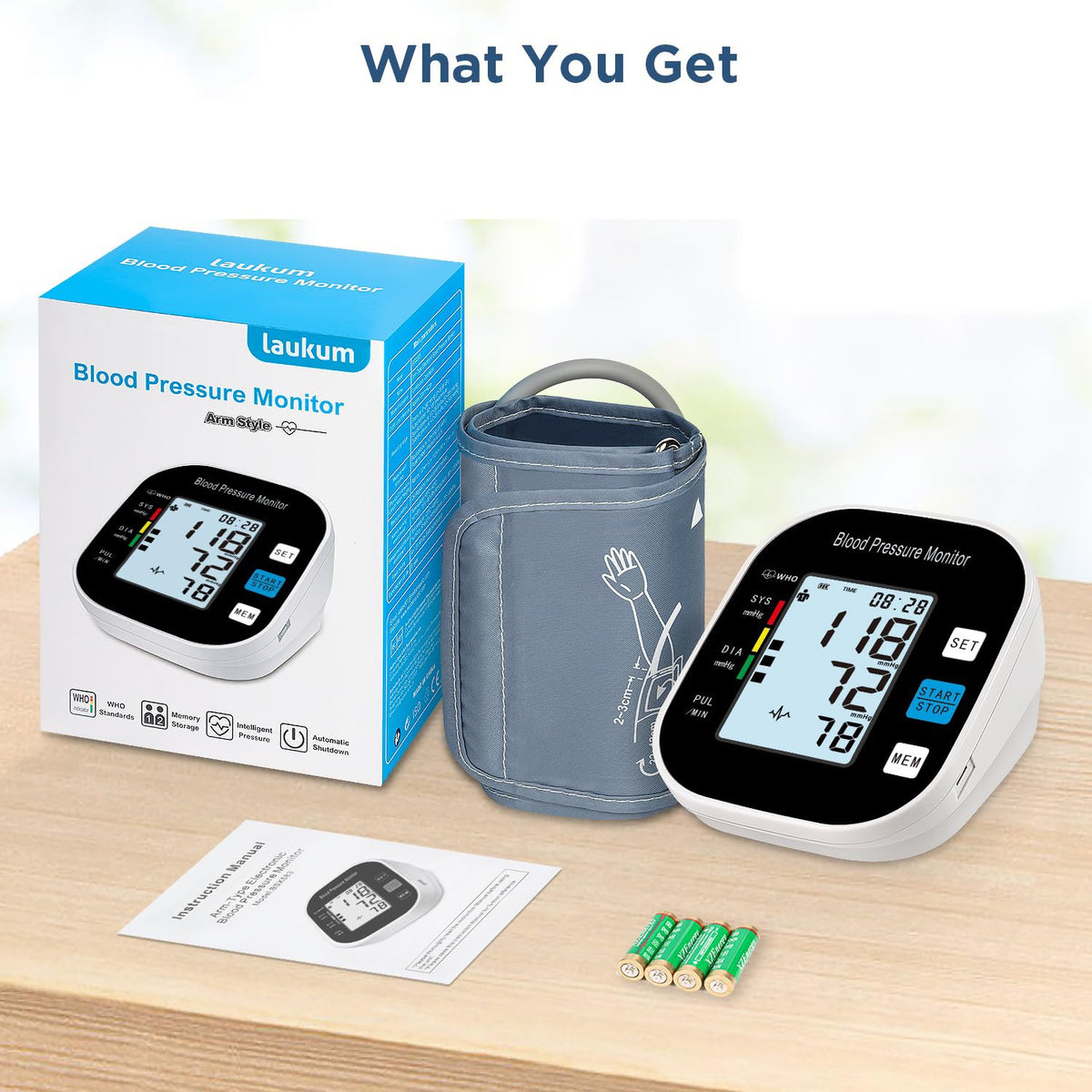 Blood Pressure Monitor with Large Backlit Display for 2 Users Arm Cuff & Storage Bag H14240
