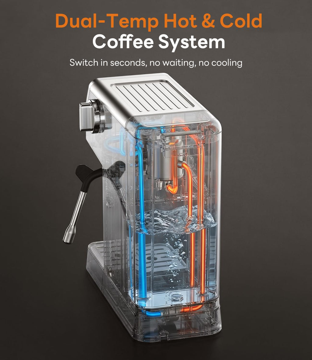 1400W Stainless Steel Espresso Machine with Milk Frother H283