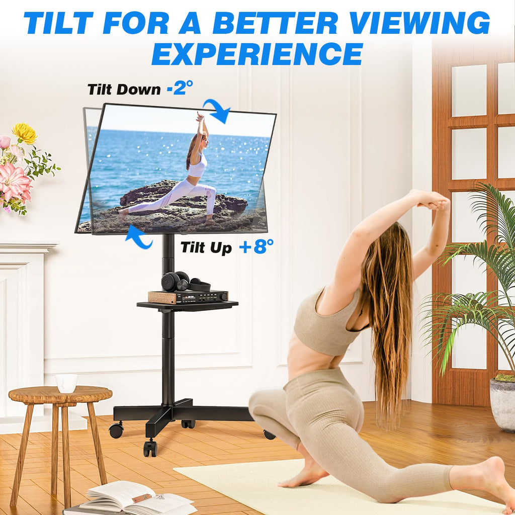 Mobile TV Stand for 23-65 Inch Flat Curved TVs Black O504