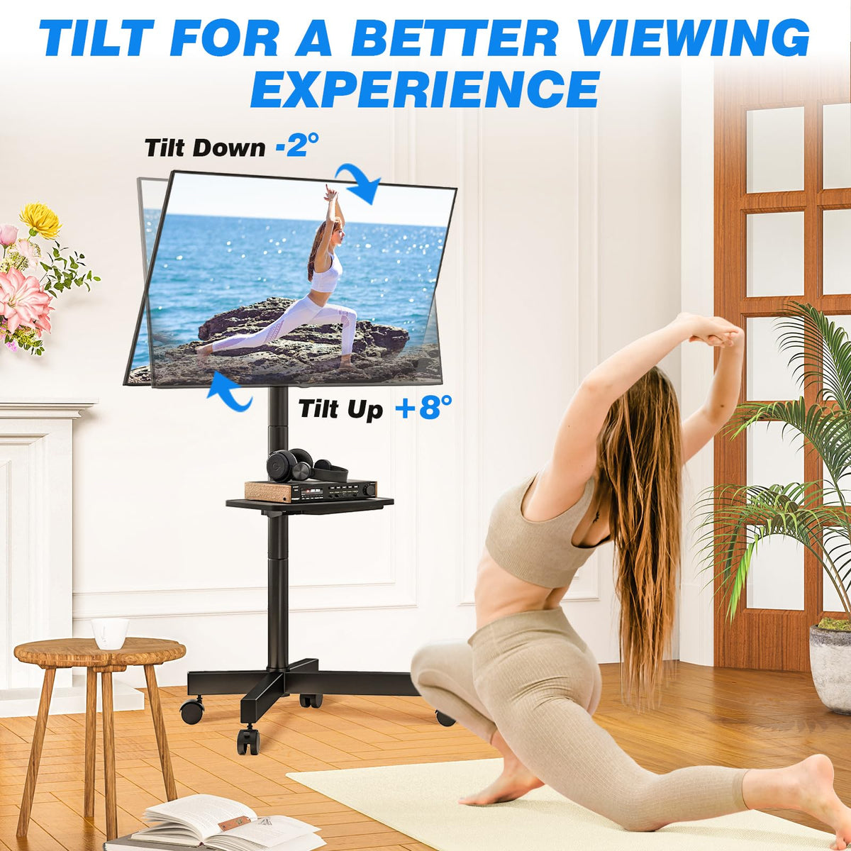 Mobile TV Stand for 23-65 Inch Flat Curved TVs Black O504