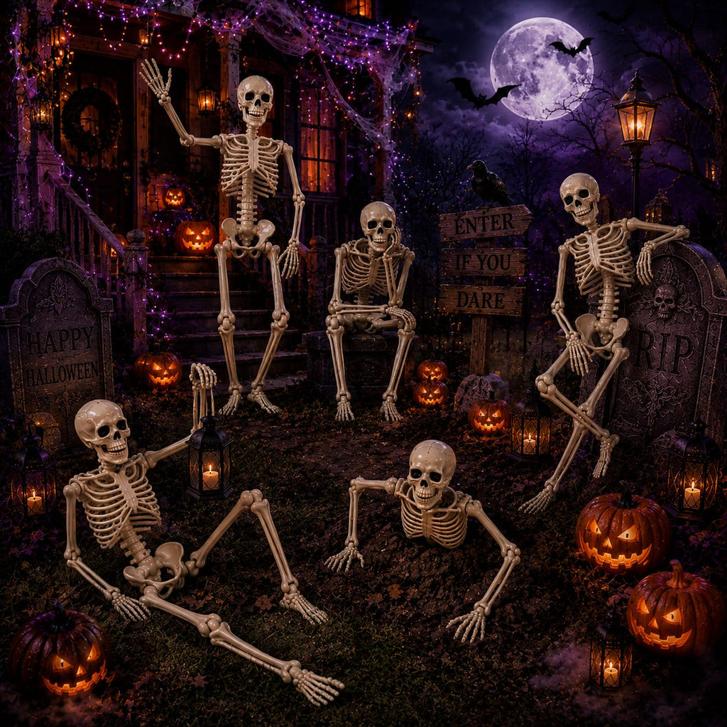 5.4 ft Posable Halloween Skeleton with Movable Joints Q357
