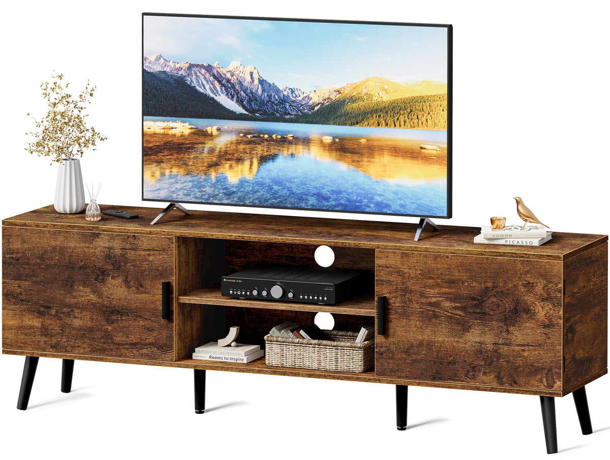 55 Inch TV Stand with Adjustable Shelf and 2 Cabinets U6128