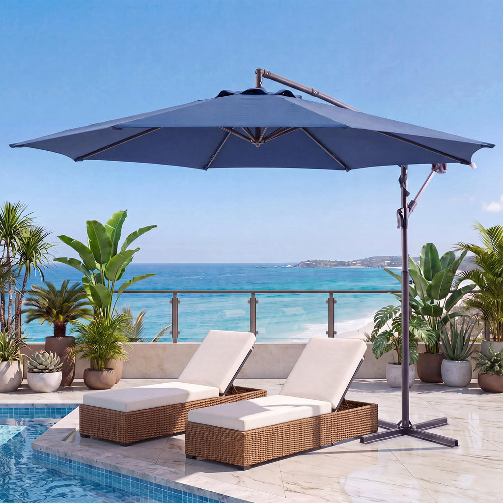 10ft Navy Blue Offset Cantilever Patio Umbrella A202