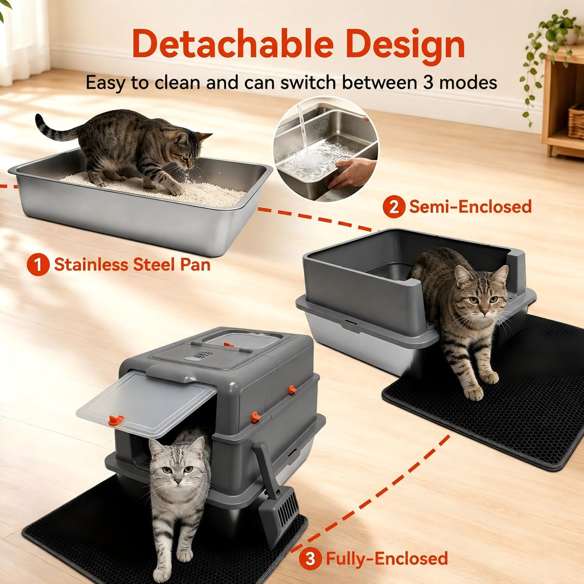 2 Pack XXXL Stainless Steel Litter Box with Lid X404