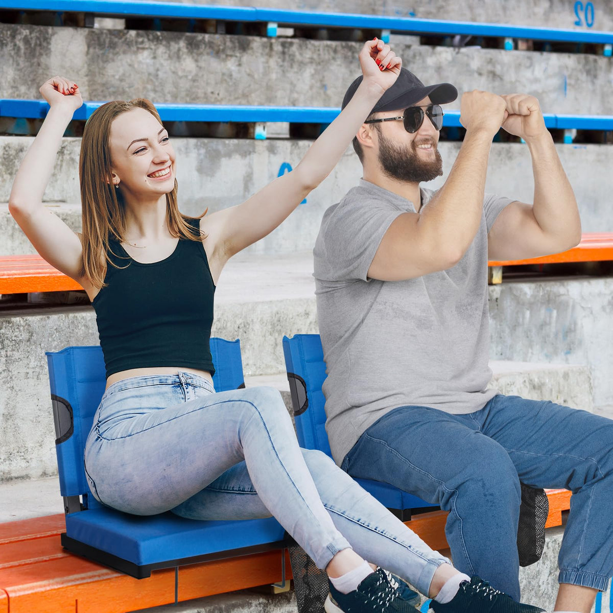 2 Pack Blue Stadium Seats for Bleachers with Back Support Y502194