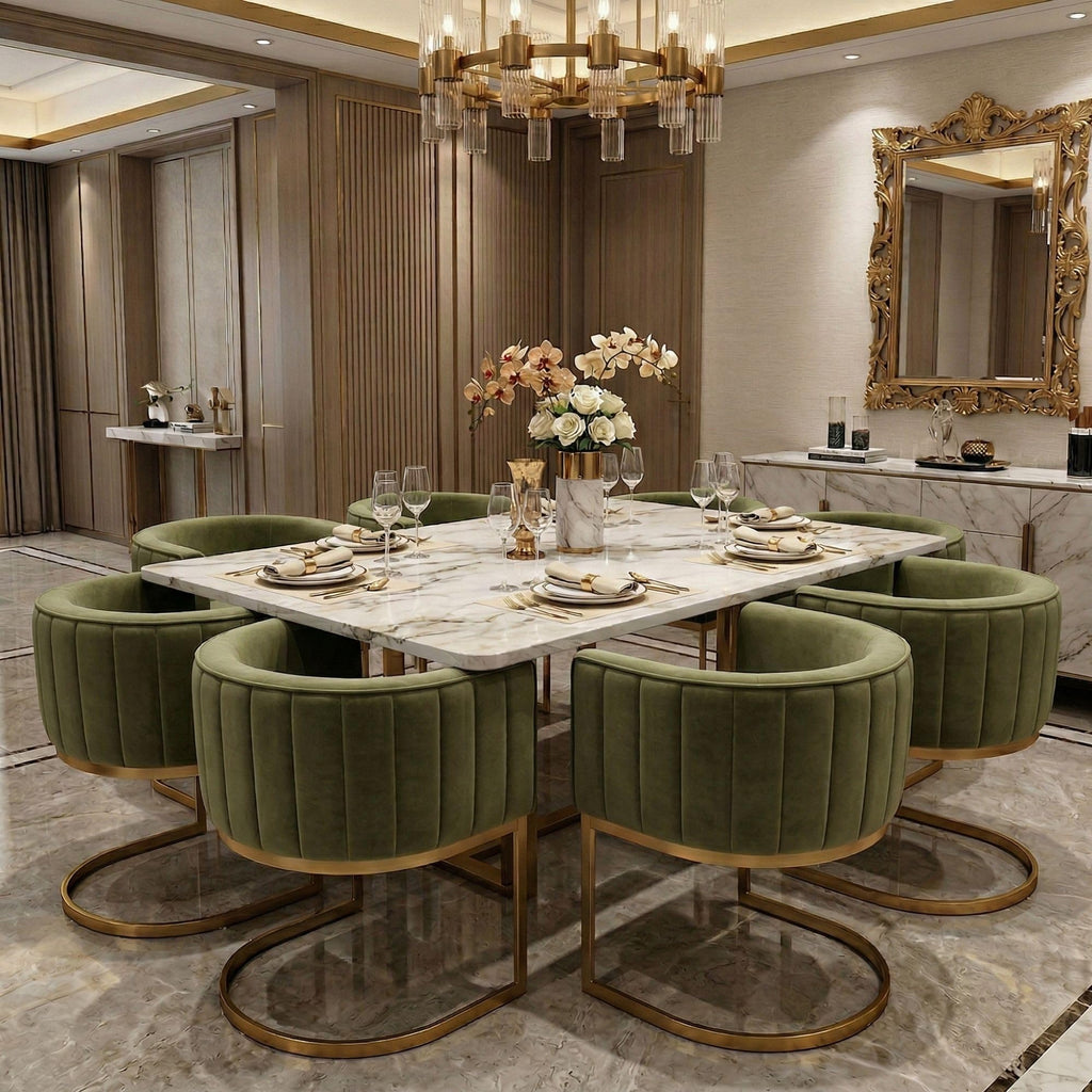Olive Green and Gold Velvet Dining Chairs Set of 2 V264236