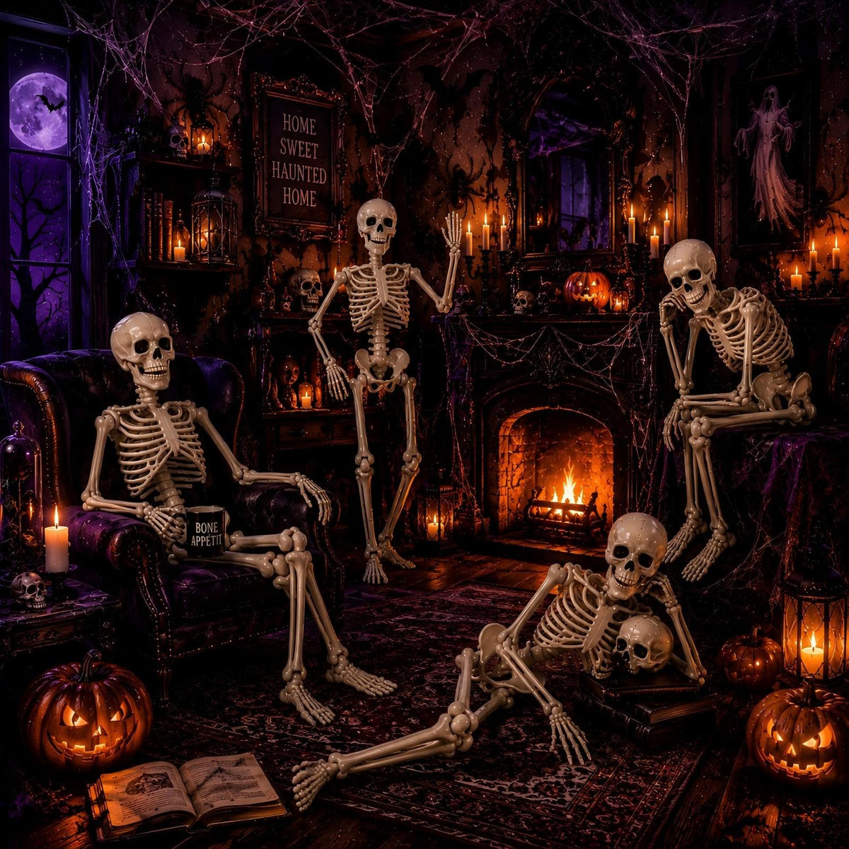 5.4 ft Posable Halloween Skeleton with Movable Joints Q357