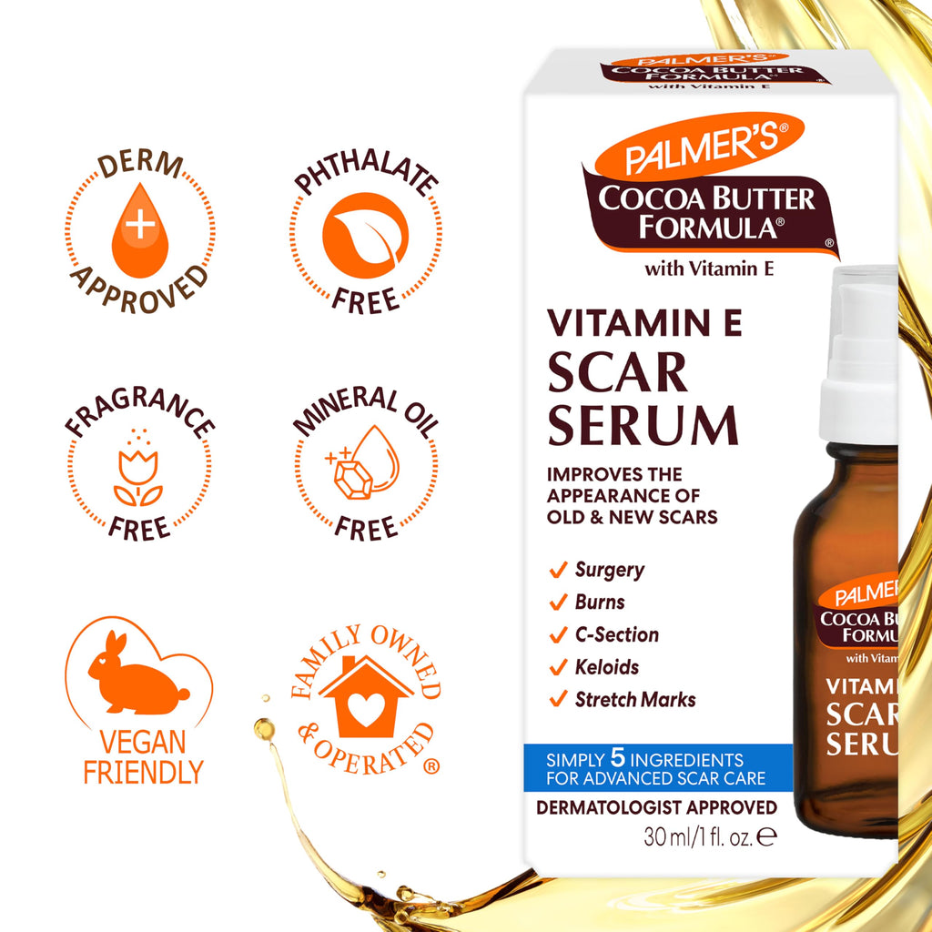 Fragrance Free Cocoa Butter Scar Serum with Vitamin E 1 Oz Y4806