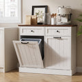 White 2x10 Gallons Tilt Out Trash Can Cabinet E9376