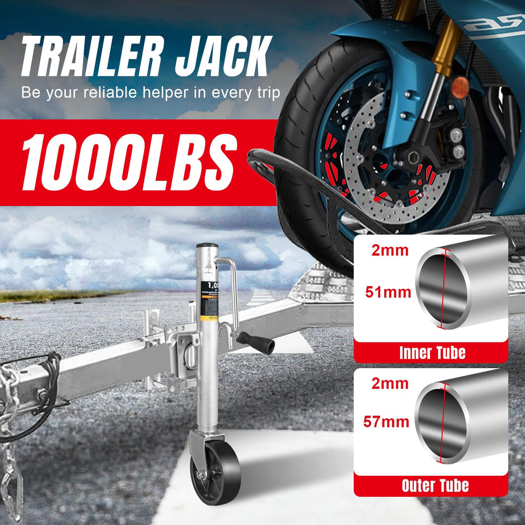 1000 lbs Heavy Duty Swivel Trailer Jack with Wheel W27821