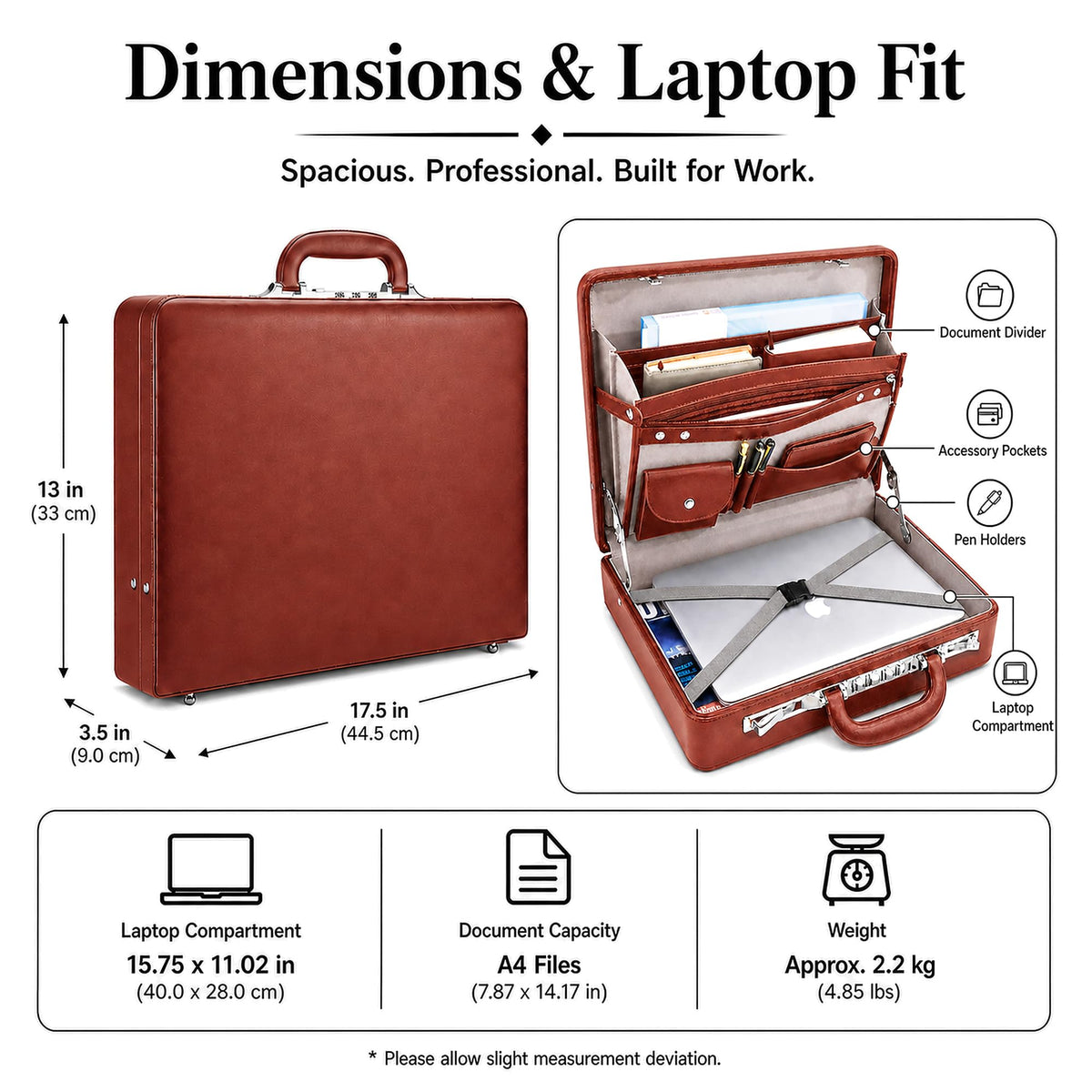 Leather Briefcase with Lock S740