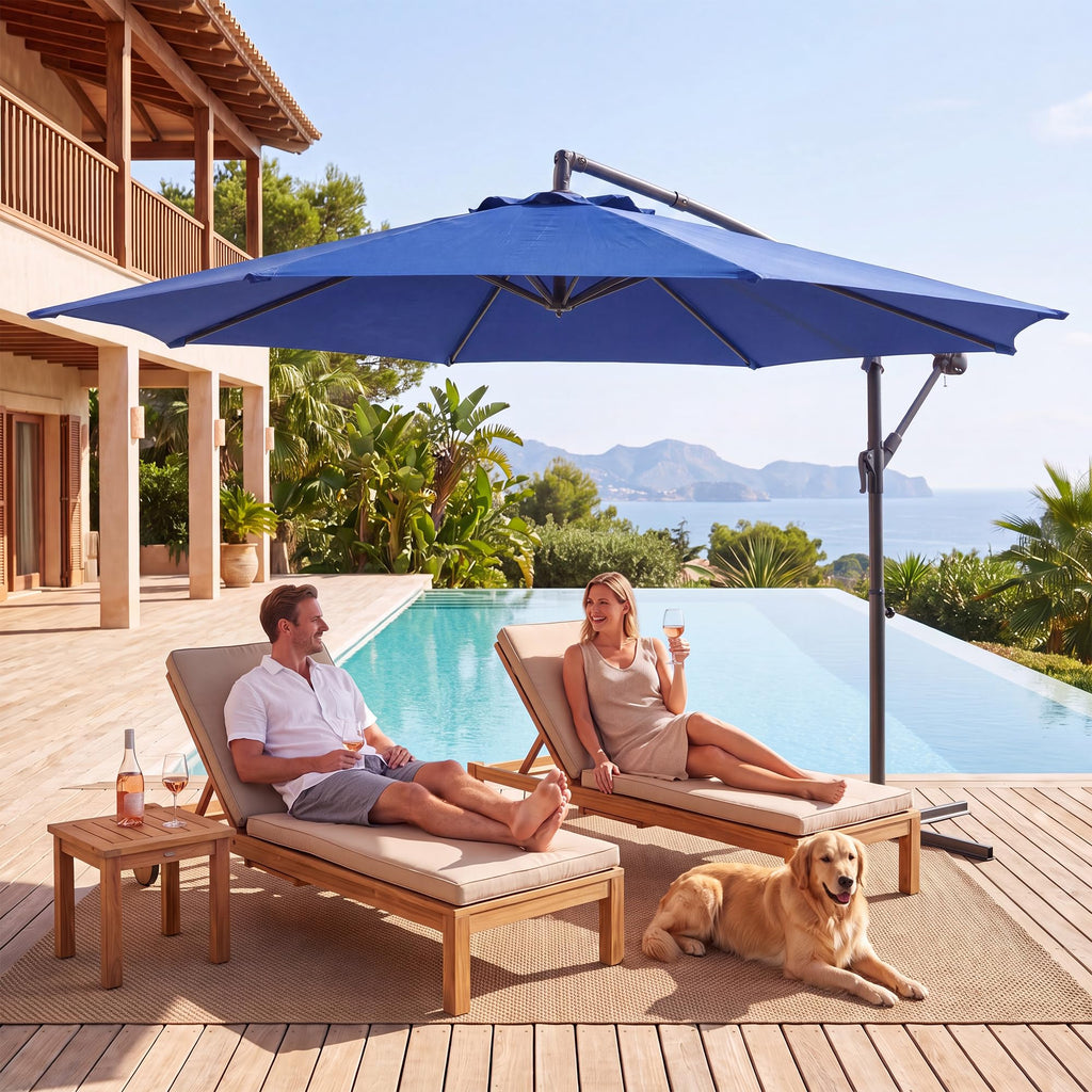 10ft Navy Blue Offset Cantilever Patio Umbrella A202