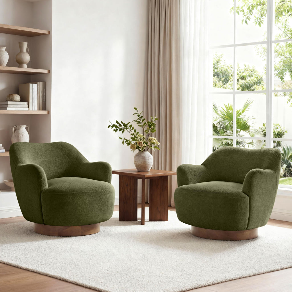 Green Swivel Accent Chair Set of 2 I9981