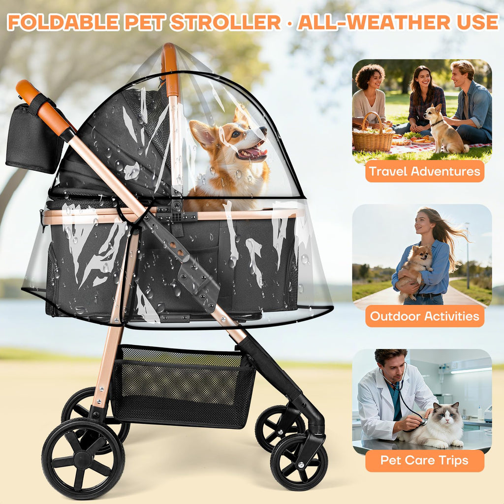 Black 3-in-1 Pet Stroller S726