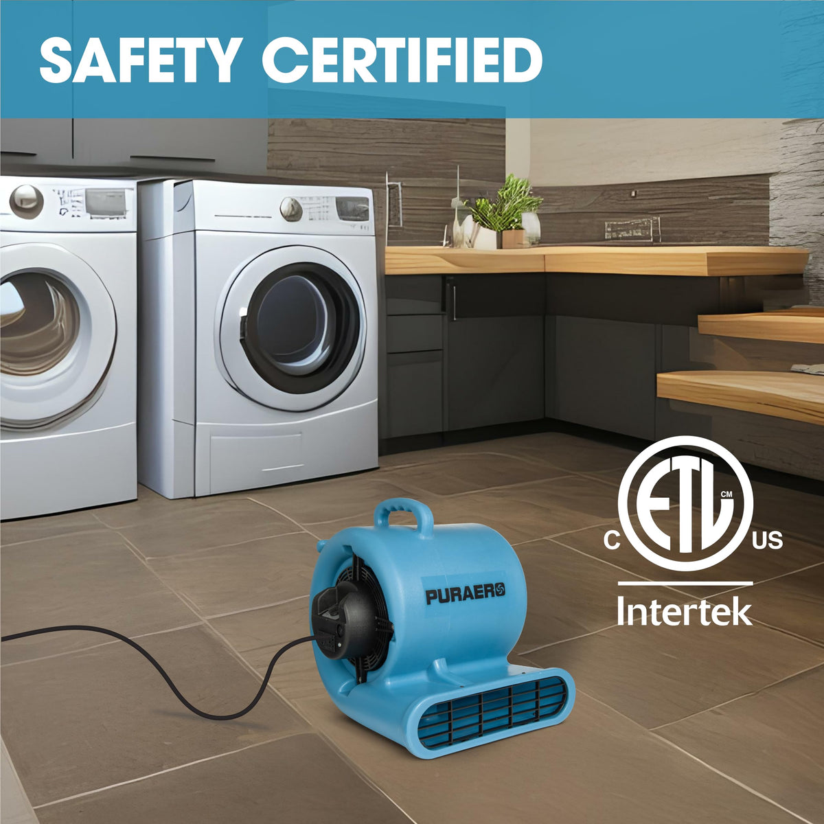 1/3 HP 2,550 CFM Blue Air Mover Carpet Dryer Floor Fan U40157