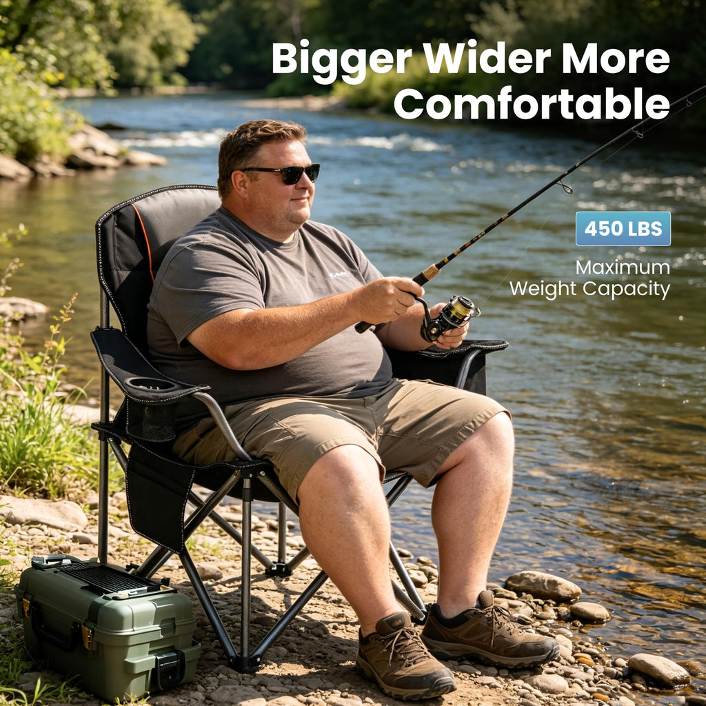 Oversized Folding Camping Chairs 2 Pack Black G747250