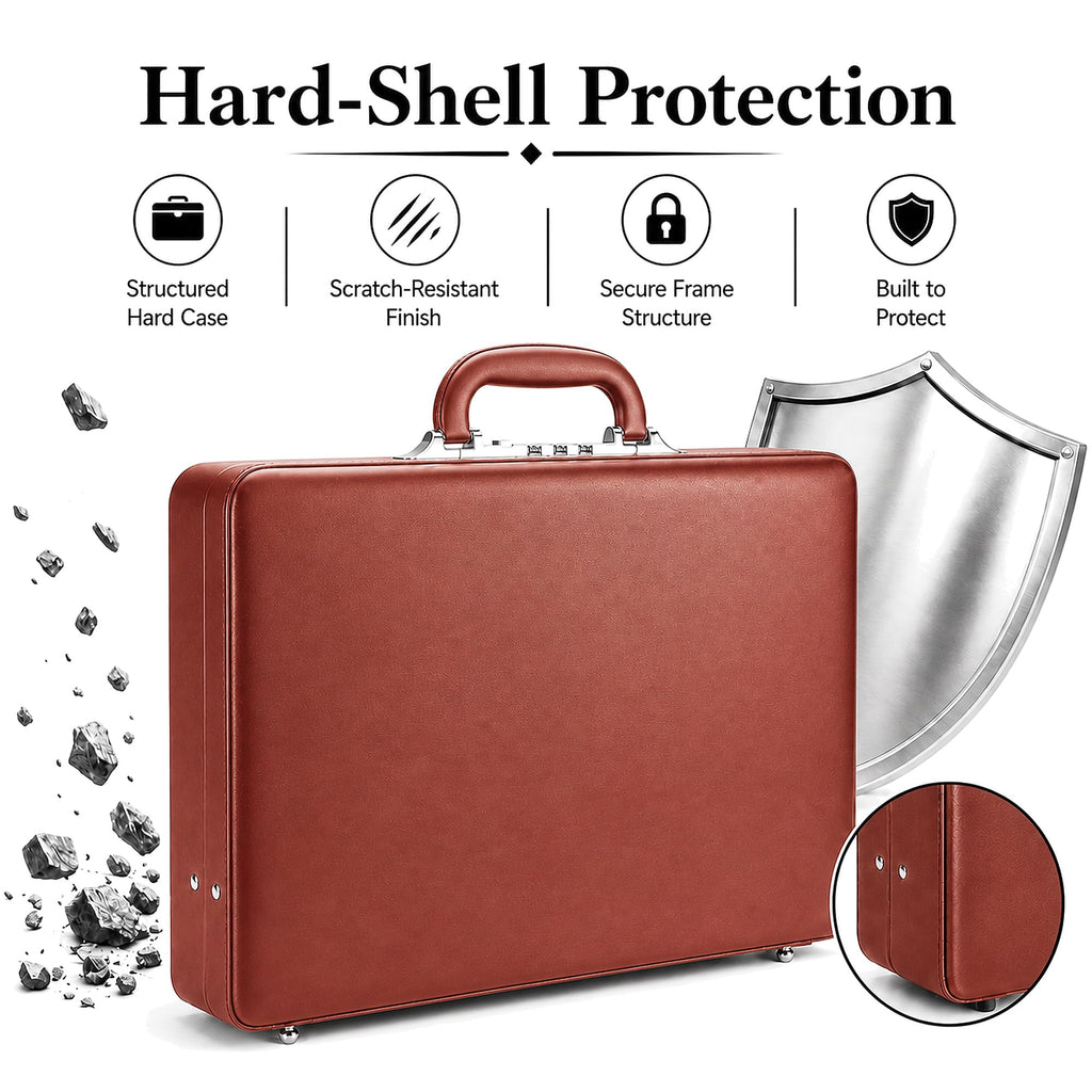 Leather Briefcase with Lock S740