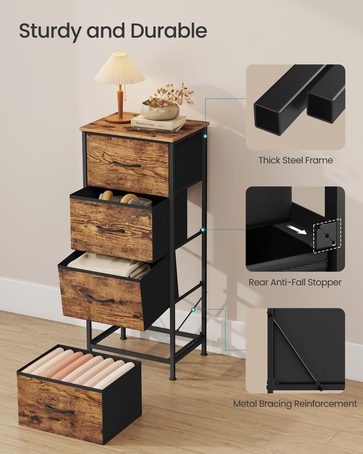 Dresser with 4 Fabric Drawers W4672