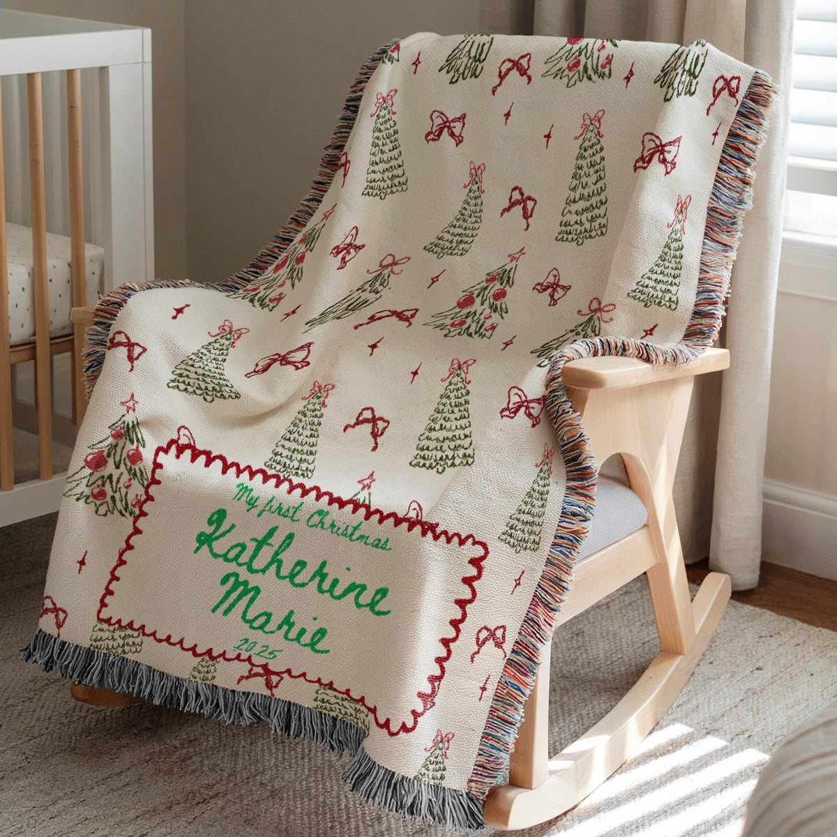 Woven Throw with Christmas Tree Design B94612