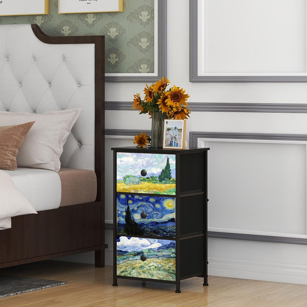 3 Drawer Dresser with Steel Frame Wood Top C2556