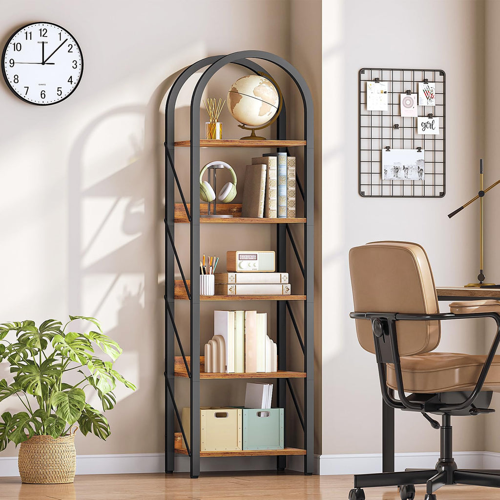 5-Tier Arched Bookshelf with Metal Frame W2035