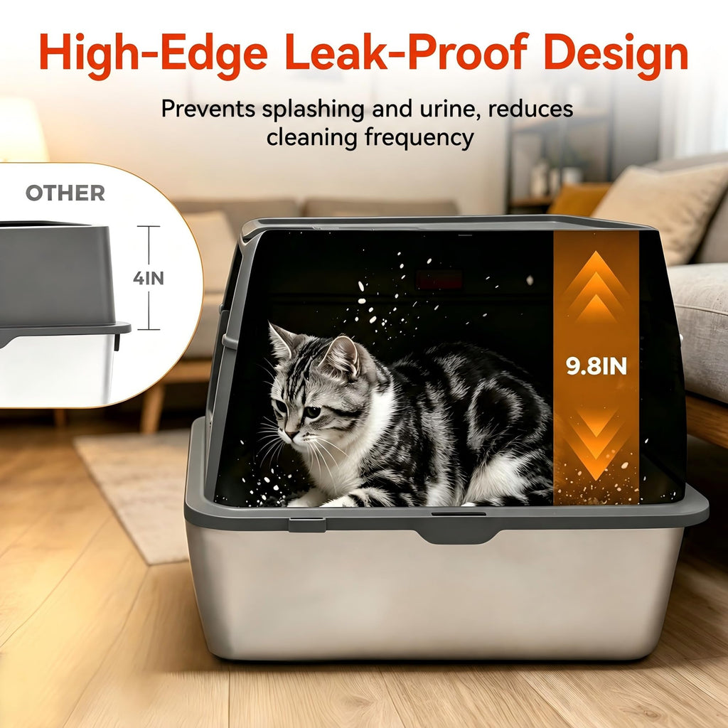 2 Pack XXXL Stainless Steel Litter Box with Lid X404